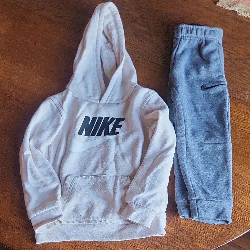 Nike Kids White Hoodie and Blue Joggers